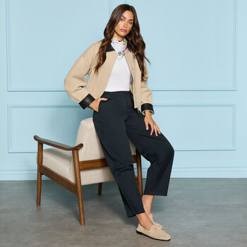 LTD RELEASE LEATHER COLLAR TRI-COTTON CROPPED JACKET - Alternate Image 1